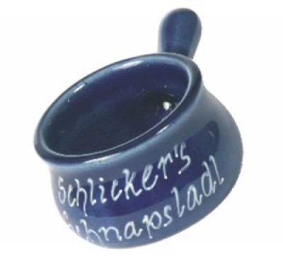 Schlicker's Steingut-Pfännchen, blau